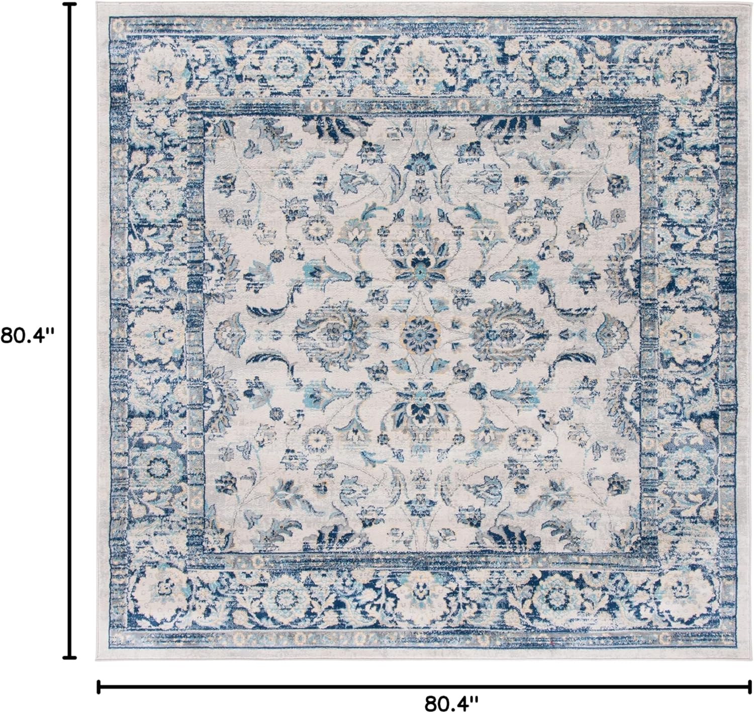 SAFAVIEH Brentwood Collection Area Rug - 6'7" Square, Aqua & Light Grey, Oriental Medallion Design, Non-Shedding & Easy Care, Ideal for High Traffic Areas in Living Room, Bedroom (BNT861K)