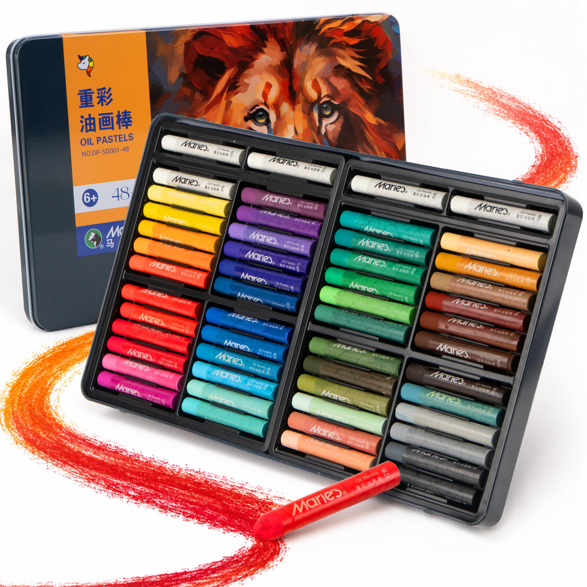 Amazon.com: Oil Pastels for Artists, 10 x 70 mm, Metal Tin, 48