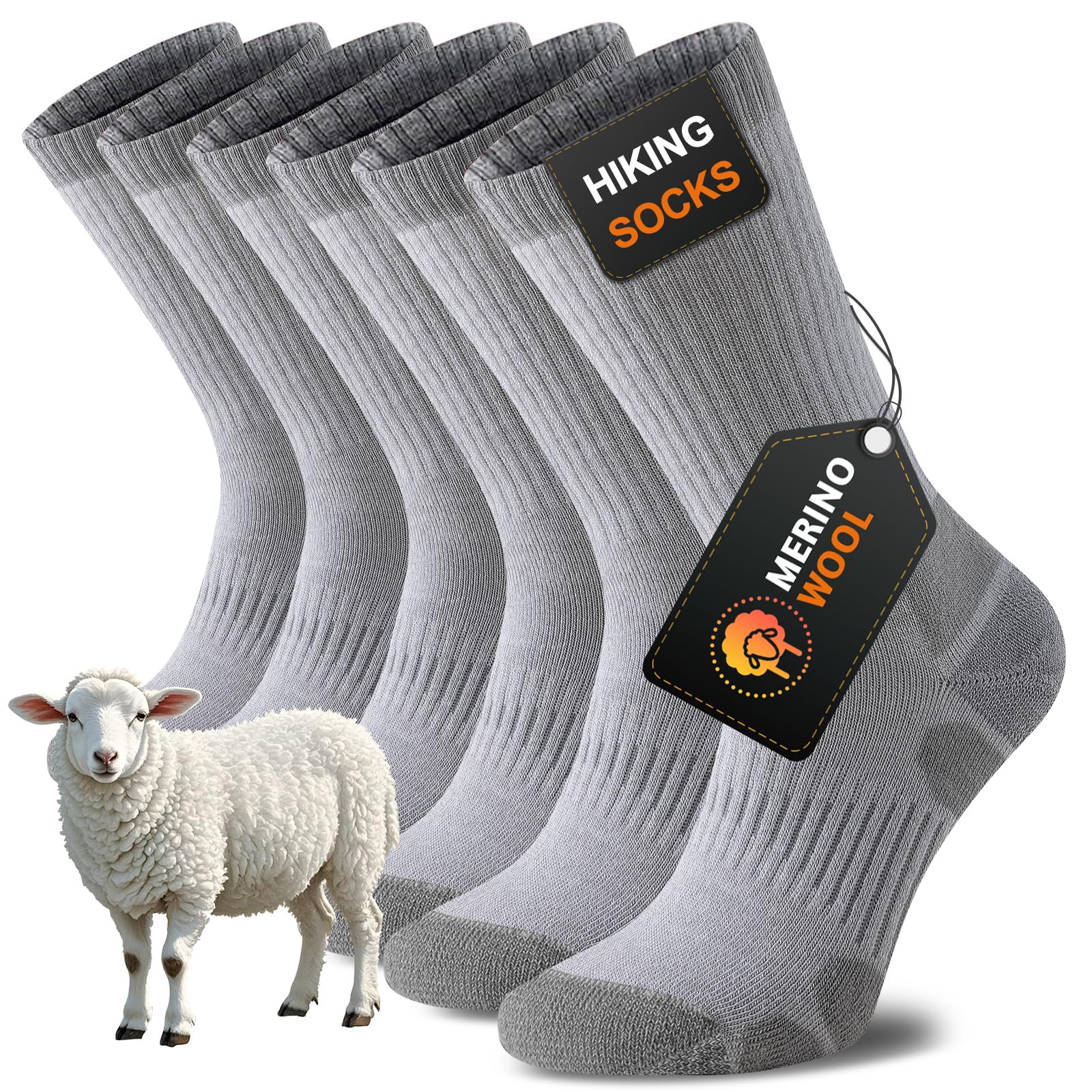 Niorasen Merino Wool Hiking Socks for Men & Women, Thick Cushioned Walking Socks, Seamless & Breathable Anti-Blister Crew Socks for Sports, Running, Outdoor, Work, Cycling, Trekking,3 Pairs Unisex — view 10