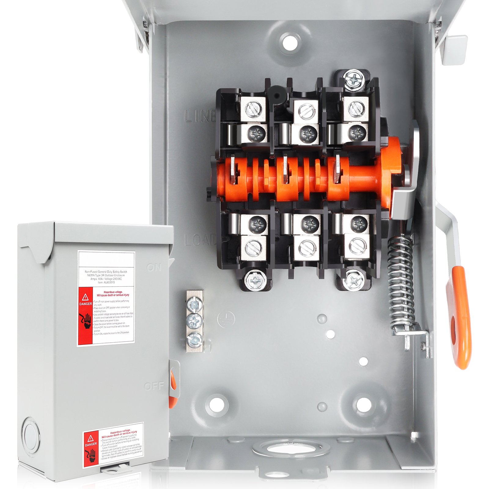 60 Amp Disconnect Switch Box,3P Safety Switch,Non-Fusible