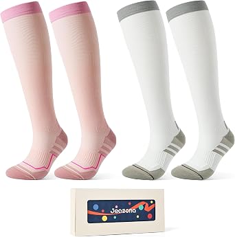 Jeasona 2 Pairs Copper Compression Socks for Women Men 1520 mmHg