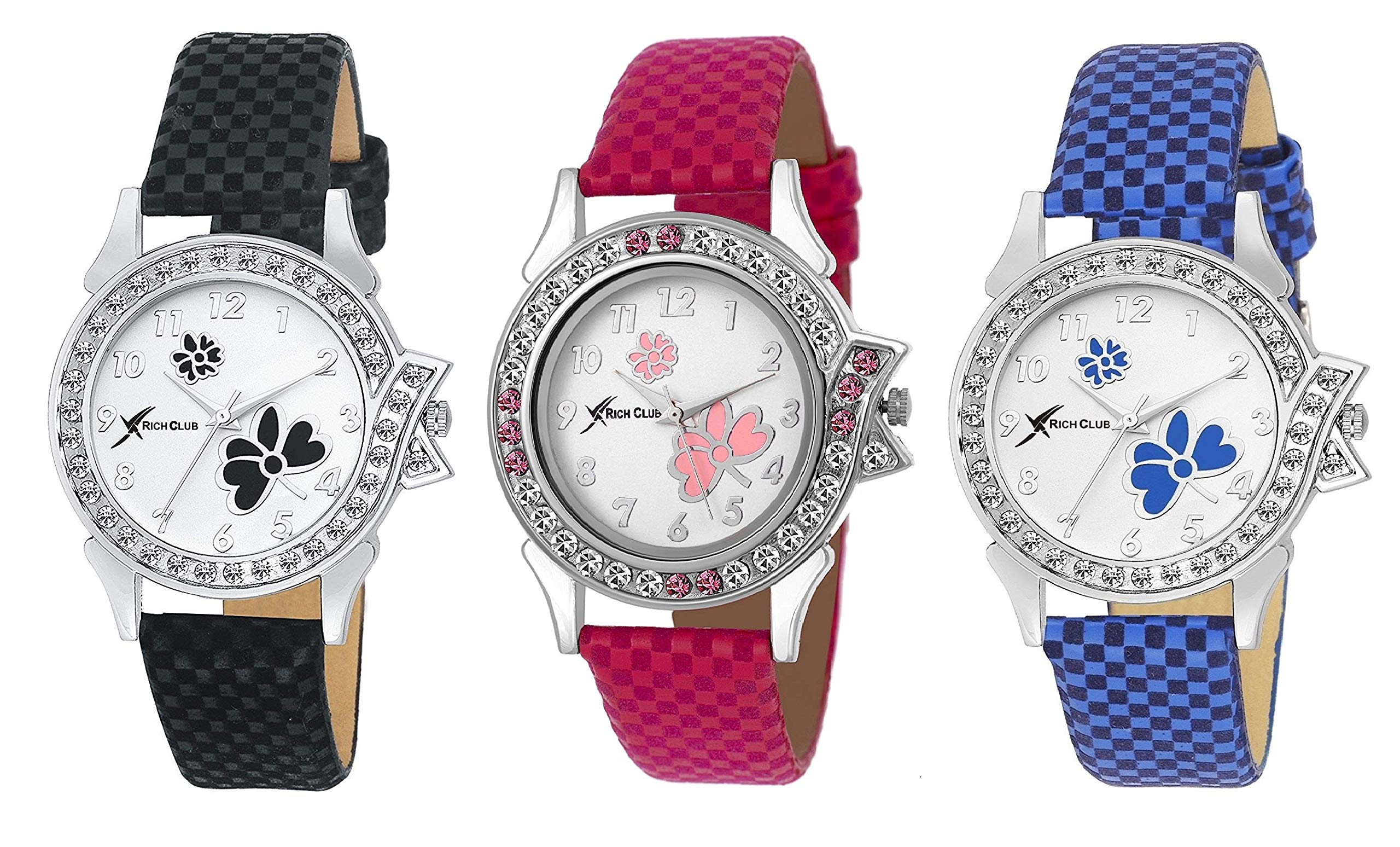 Rich Club Analogue Girls & Womens Watch (White Dial Assorted Colored Strap) (Pack of 3) (B077YKZ916) Amazon Price History, Amazon Price Tracker
