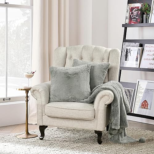 Miniatura 3 de BYTIDE Manta de felpa de piel sintética con pompones de 50 x 60 pulgadas con dos fundas de almohada decorativas de 20 x 20 pulgadas (sin rellenos),