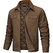 TACVASEN Men's Casual Quilted Cotton Jacket Cargo Corduroy Collar Jacket Work Shacket with 5 Pockets for Fall and Winter