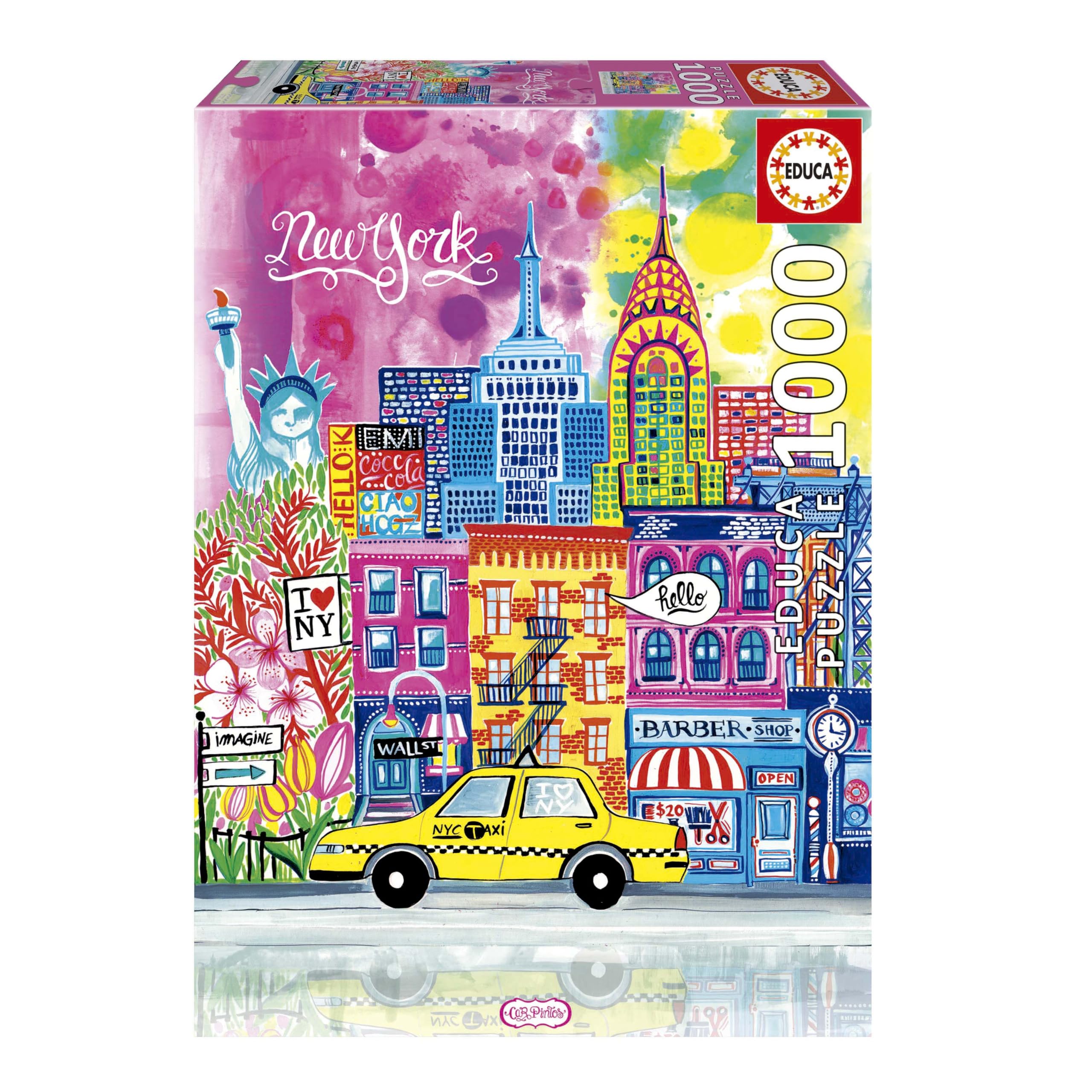 Educa - 1000 Piece Jigsaw Puzzle for Adults | New York by Car Pintos | City Skyline Illustration Art | Assembled 68 × 48 cm | Gift | Ages 14+ (20558)