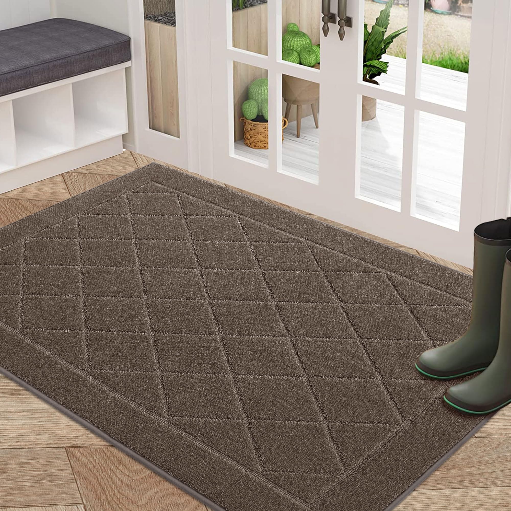 BEQHAUSE Dirt Trapper Door Mat 32" x 48", Doormat Non-Slip Entryway Rugs Washable, Dog Door Mat Stain Resistant and Absorbent Welcome Floor Mat for