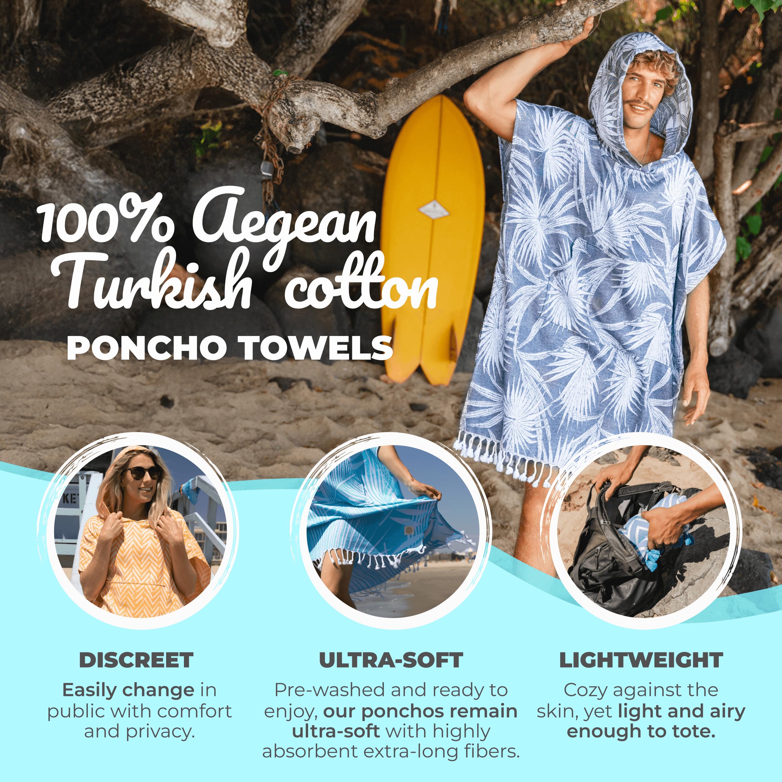 Amazon.com: Nova Blue Black Jungle Surf Poncho – Black & White