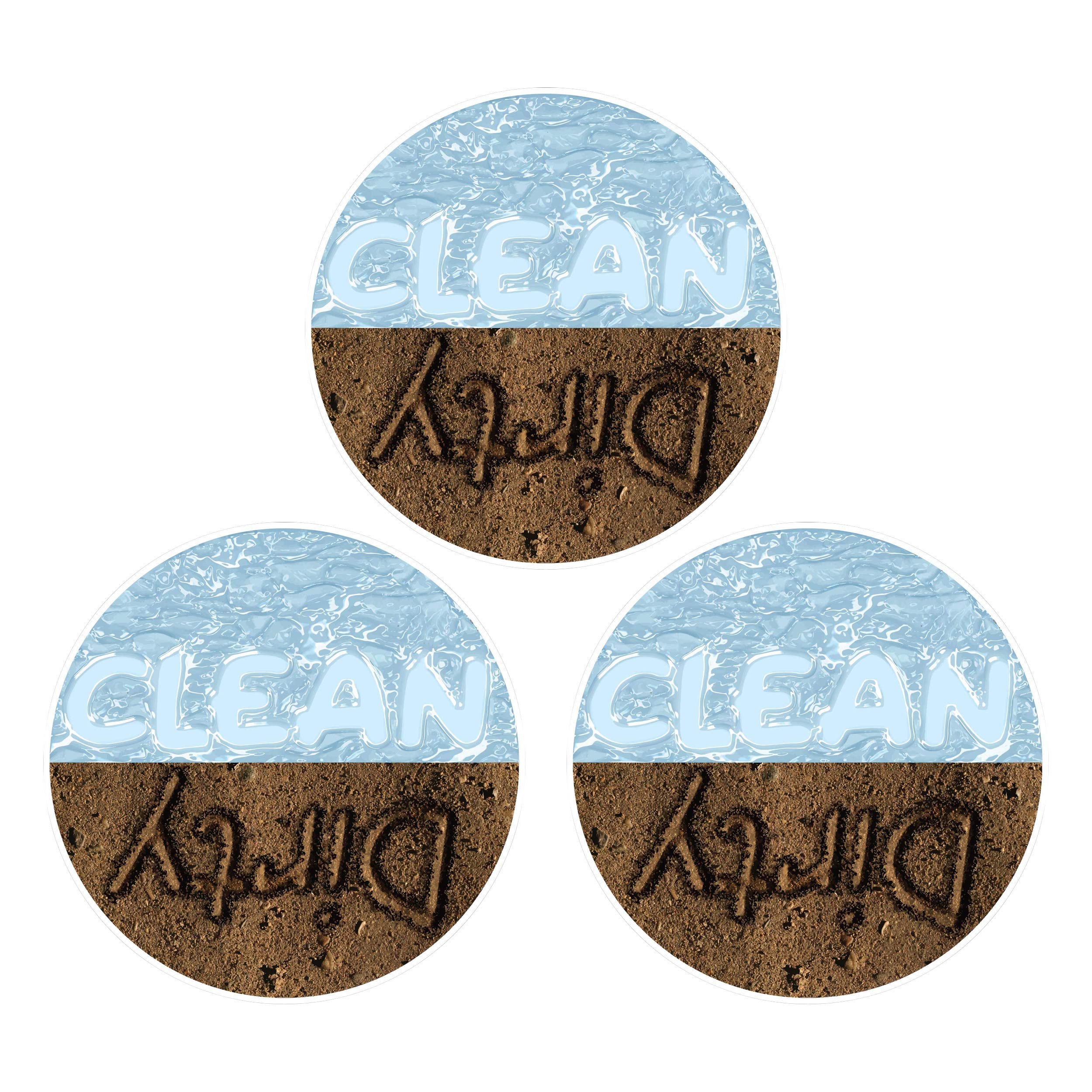Mad Mags Dishwasher Magnet Clean Dirty Sign Kitchen Accessories, Set of 3, 3 3/4 Inches