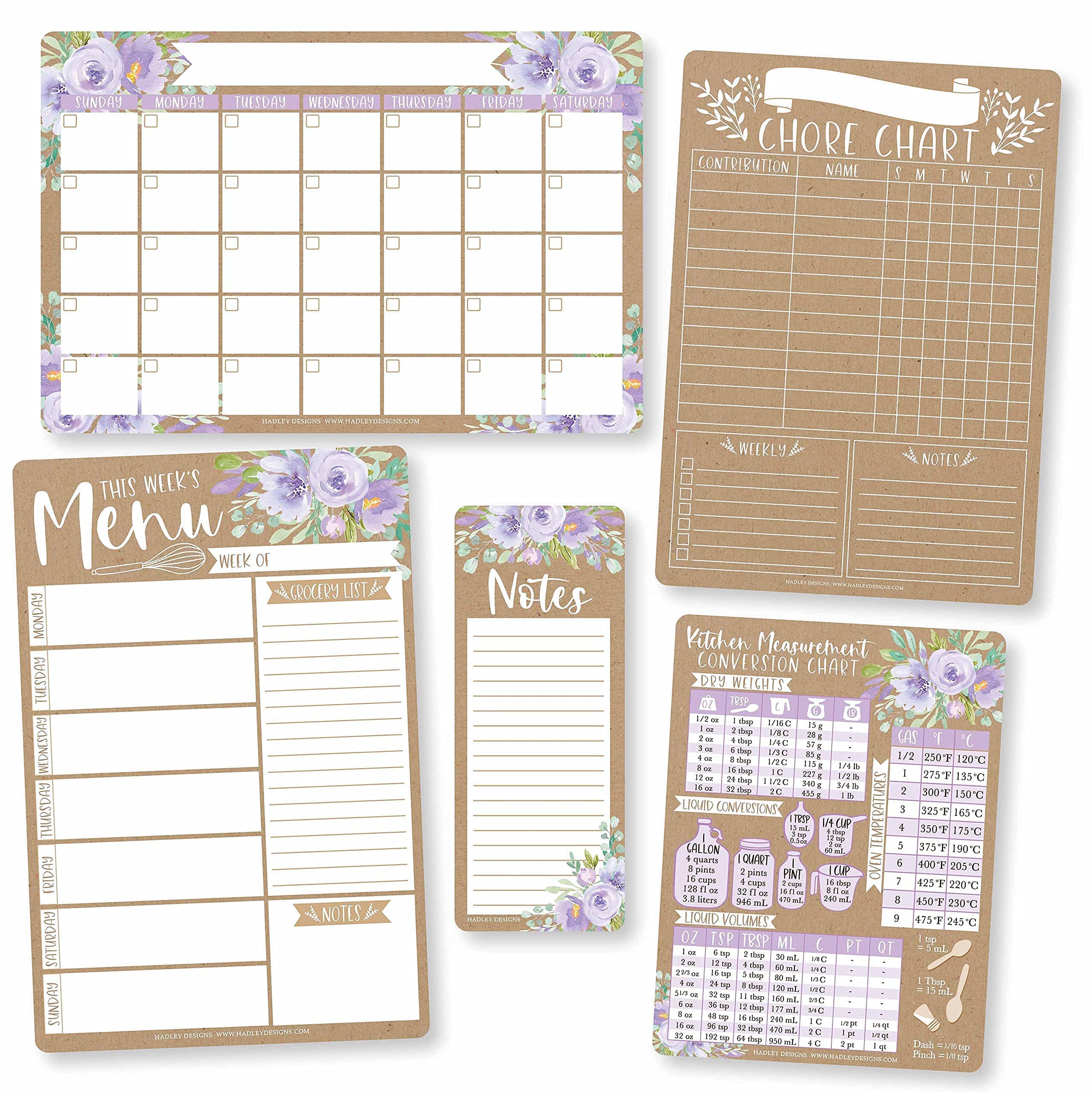 Buy Purple Monthly Dry Erase for Wall, Weekly Meal Planner and Grocery List & Chore