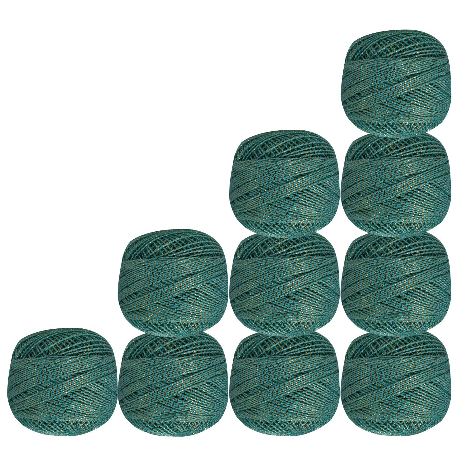 Lot de 10 fils à crochet en coton doré métallique pour point de croix, tricot, tatouage, napperons, écheveaux, dentelles, loisirs créatifs