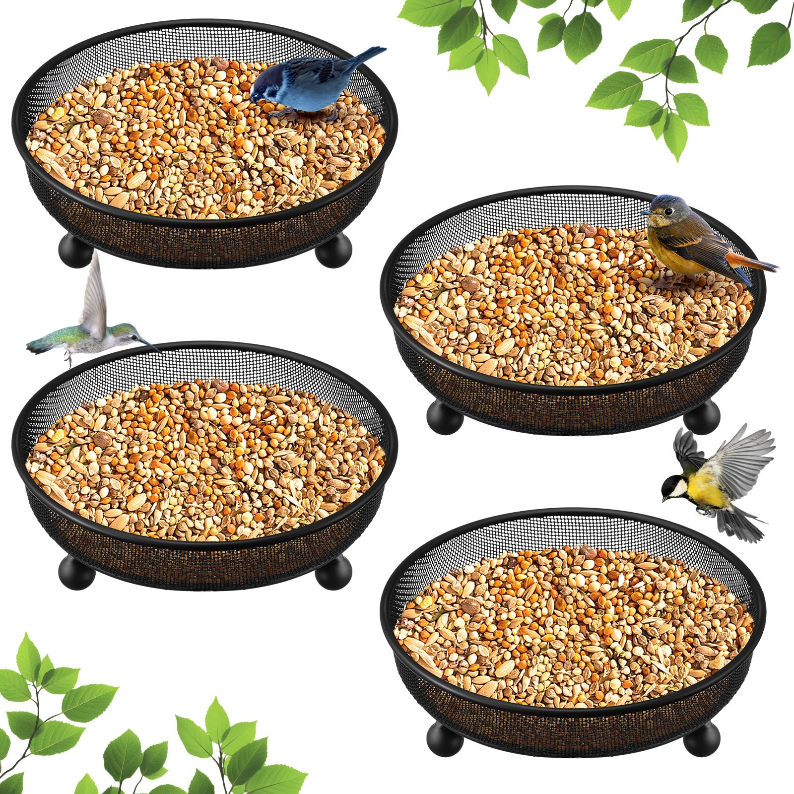 Nuogo 4 Pcs Ground Bird Feeder Tray