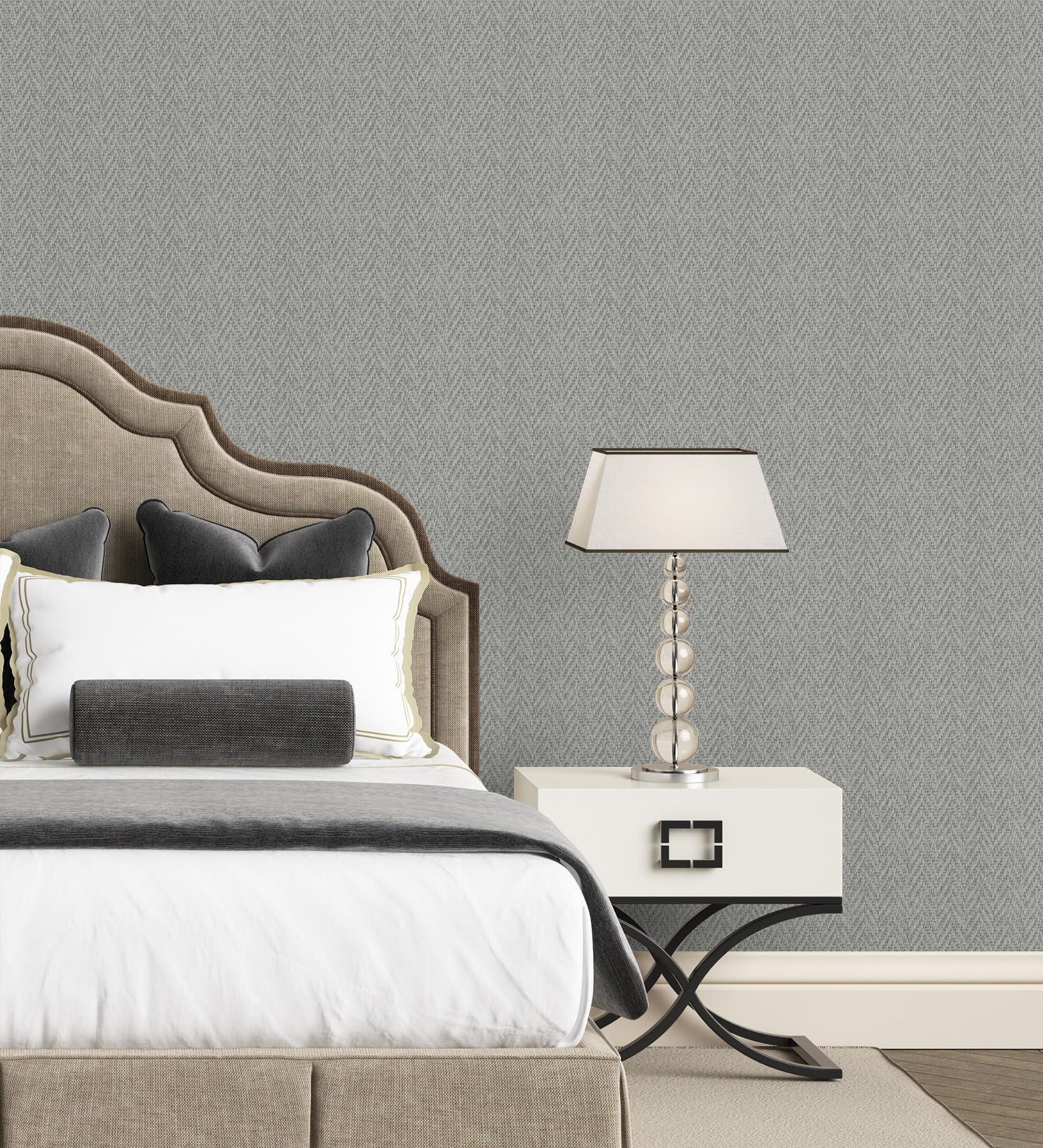 GAULAN 128793 - Papel pintado vinílico de espigas trenzadas en relieve tono gris oscuro para pared salón cocina baño dormitorio pasillo - Rollo de 10 m x 0,53 m