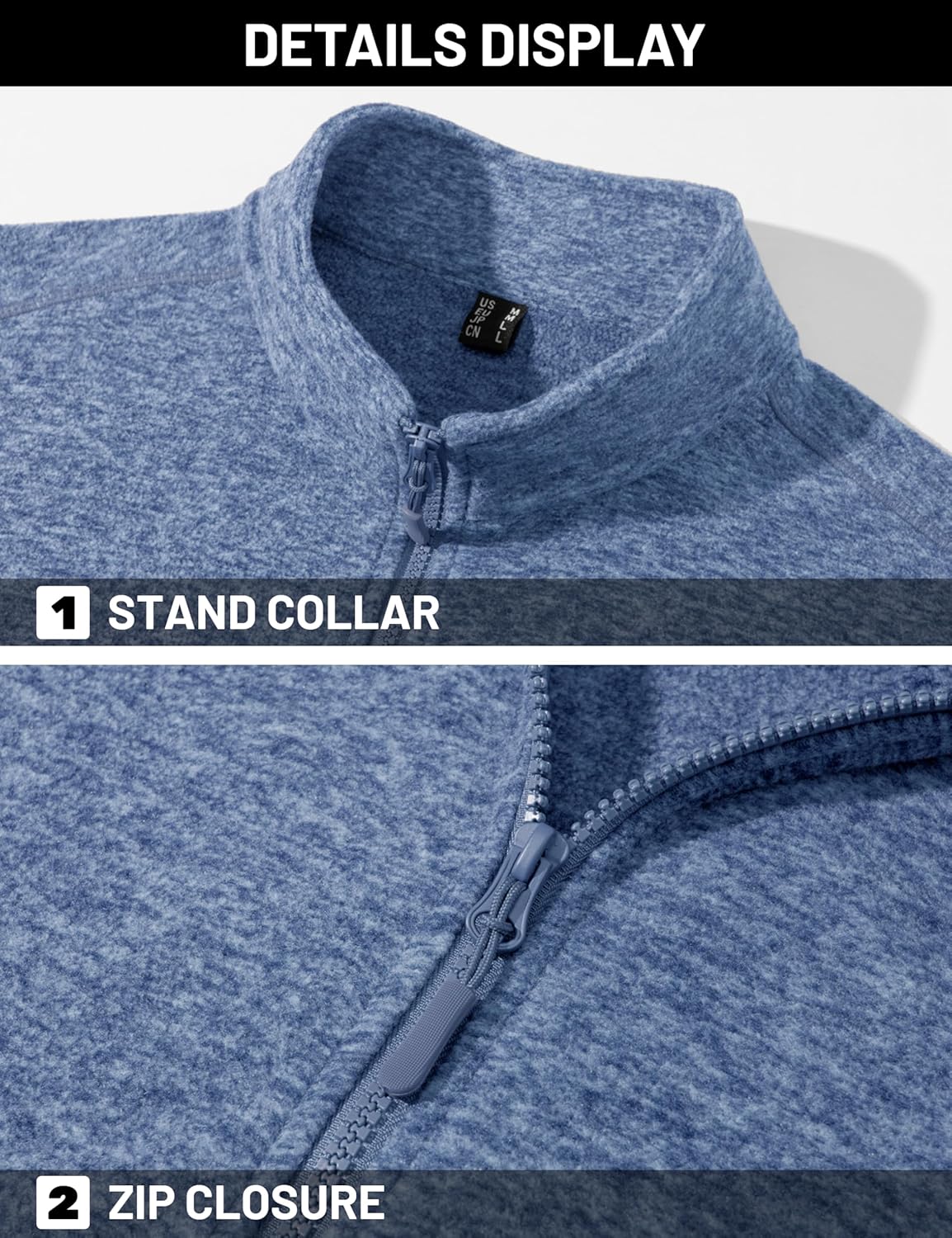 TACVASEN Men's Fleece Jackets Full Zip Lightweight Jacket Casual Soft Warm Coats with Pockets - Image 4