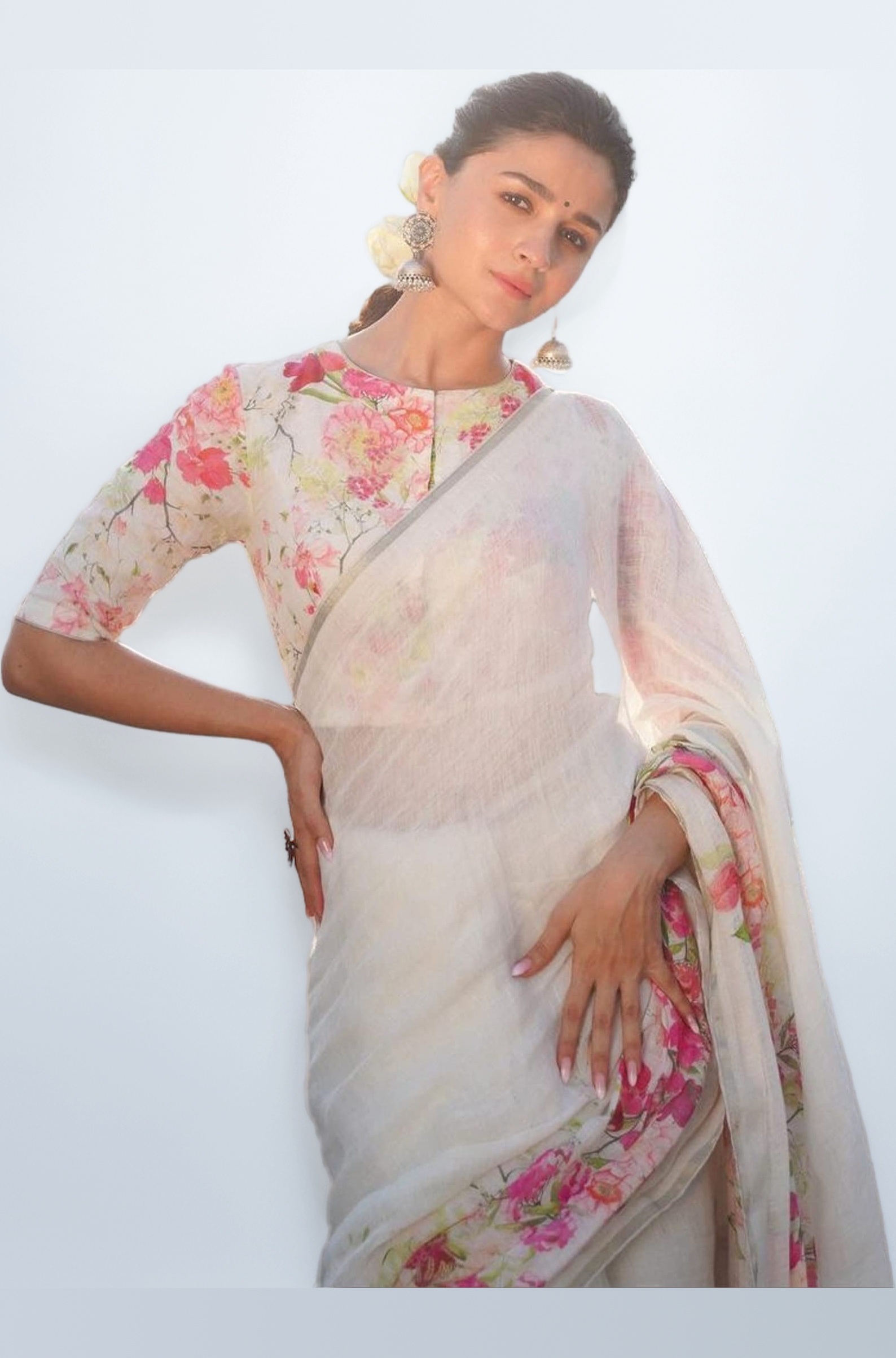 Sidhidata Textile Women's Digital Floral Printed Pure Cotton Linen Saree With...