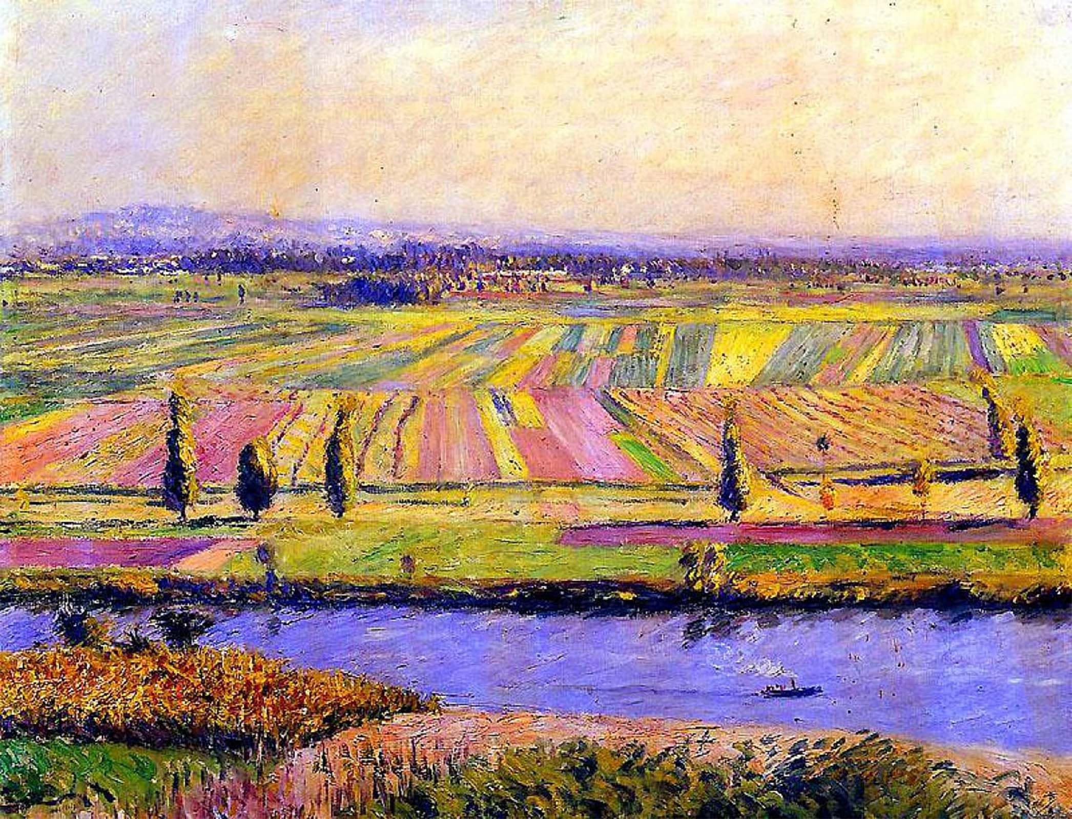 SERENDIPITP Aesthetic Poster Photo Wall Print Retro Picture The Plain of Gennevilliers by Gustave Caillebotte Modern Wall Artwork for Home Decor 60x90cm