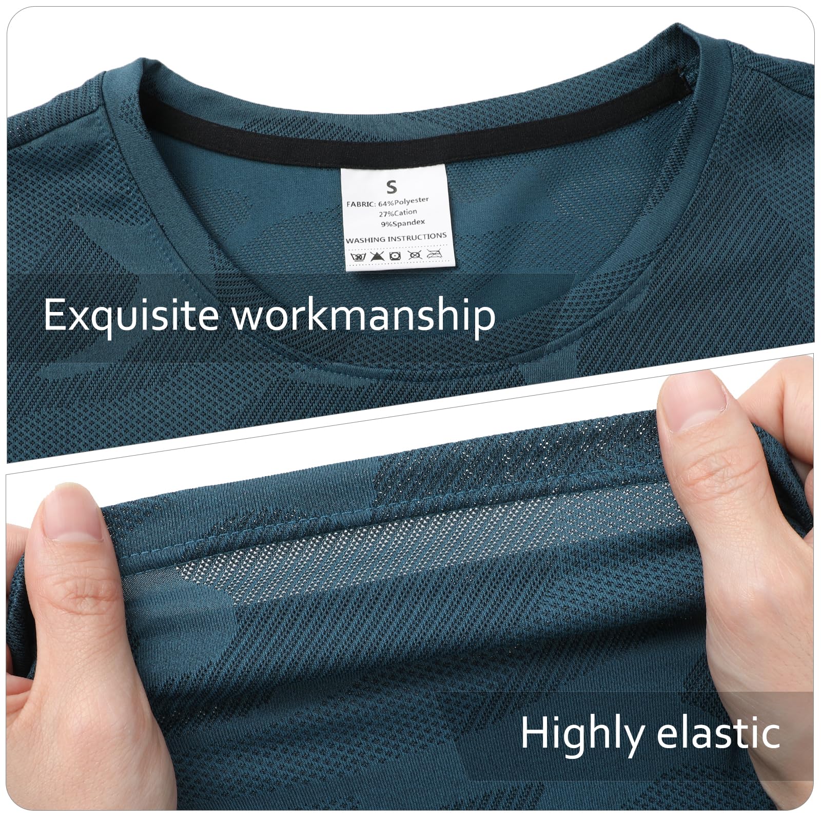 Superora Paquete de 3 camisetas deportivas para hombre, de secado rápido, para correr, entrenamiento, manga corta, malla transpirable con patrón de camuflaje jacquard — view 5