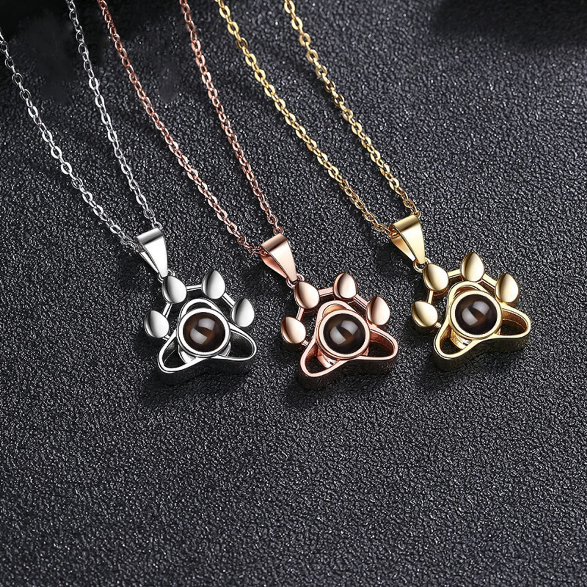 Sterling Silber Individuelle Foto Halskette – Personalisierte Katzen/Hundepfoten Halskette – Haustier Gedenkbild Schmuck – Geschenk Für Haustierliebhaber