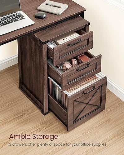 Miniatura 51 de VASAGLE UOFC054T41 - Archivador con 3 cajones, soporte para impresora, tamaño A4, tamaño carta, carpetas de archivos colgantes, estilo moderno