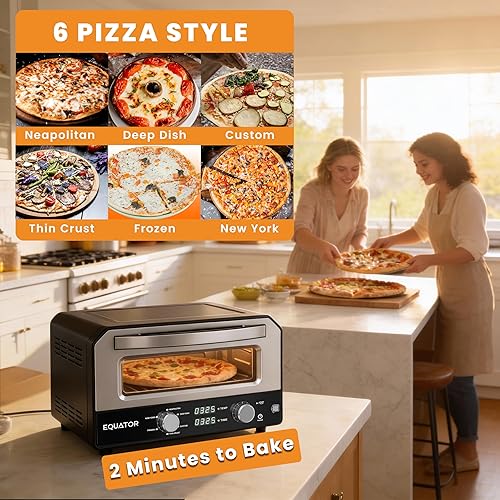 Miniatura 9 de Equator - Horno de pizza para interiores y exteriores de 0.5 pies cúbicos con auténtico horneado de piedra, cocina pizzas de 12 pulgadas, 6 modos