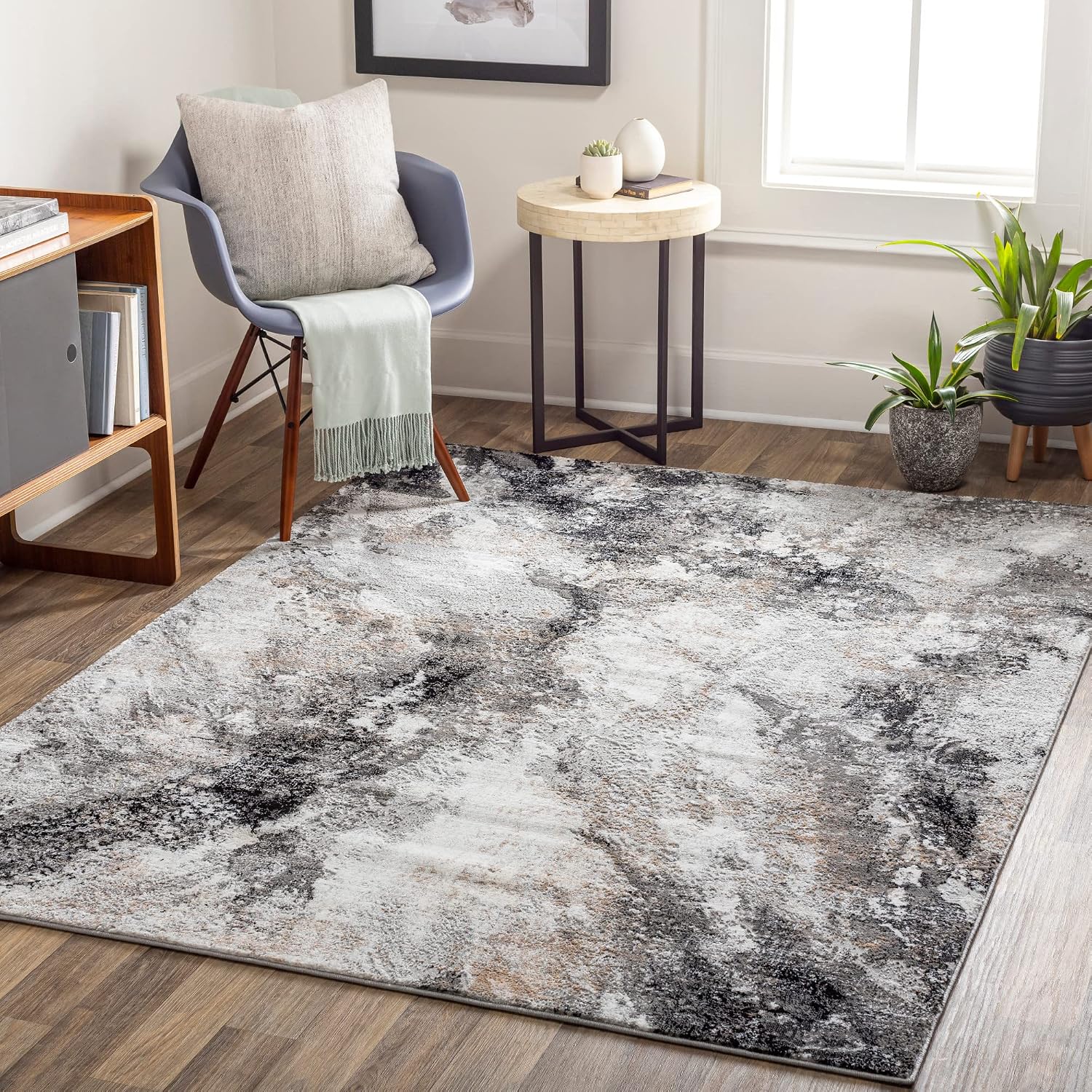 Livabliss Allegro Modern Abstract Area Rug,5'3" x 7',Light Grey