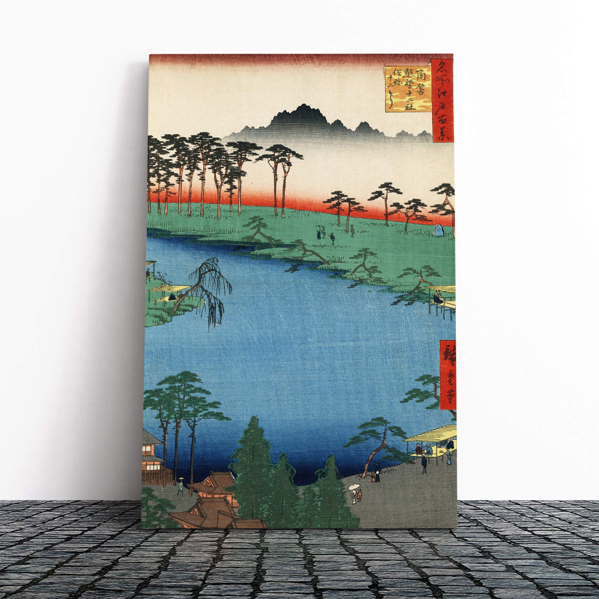 Hiroshige Japanese Oriental Shrine Canvas Print | Gallery Wrapped 30mm Frame Wall Art | 24x16 inches | Ready to Hang | Asian Picture | Living Room Bedroom Lounge Office