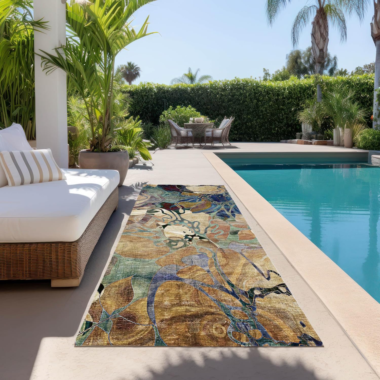 Addison Rugs Chantille ACN558 Brown 2'3" x 7'6" Indoor Outdoor Hallway Runner Rug, Stain Resistant Washable Kitchen Area Carpet for Bathroom, Laundry and Bedroom