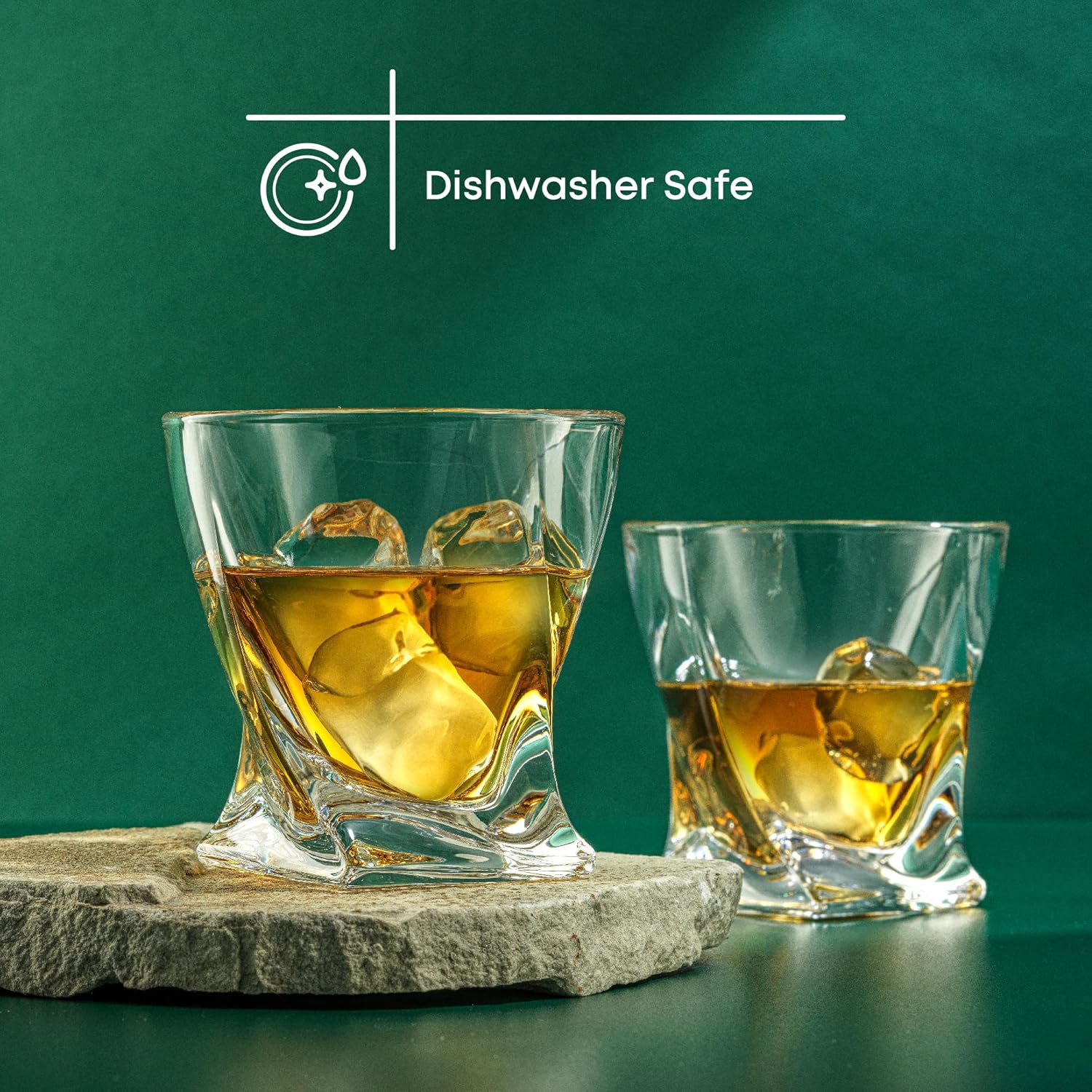 JoyJolt Atlas Crystal Whiskey Glasses, Old Fashioned Whiskey Glass 10.8 Ounce, Ultra Clear Crystal Scotch Glass for Bourbon and Liquor Set Of 2 crystal Glassware - Image 4