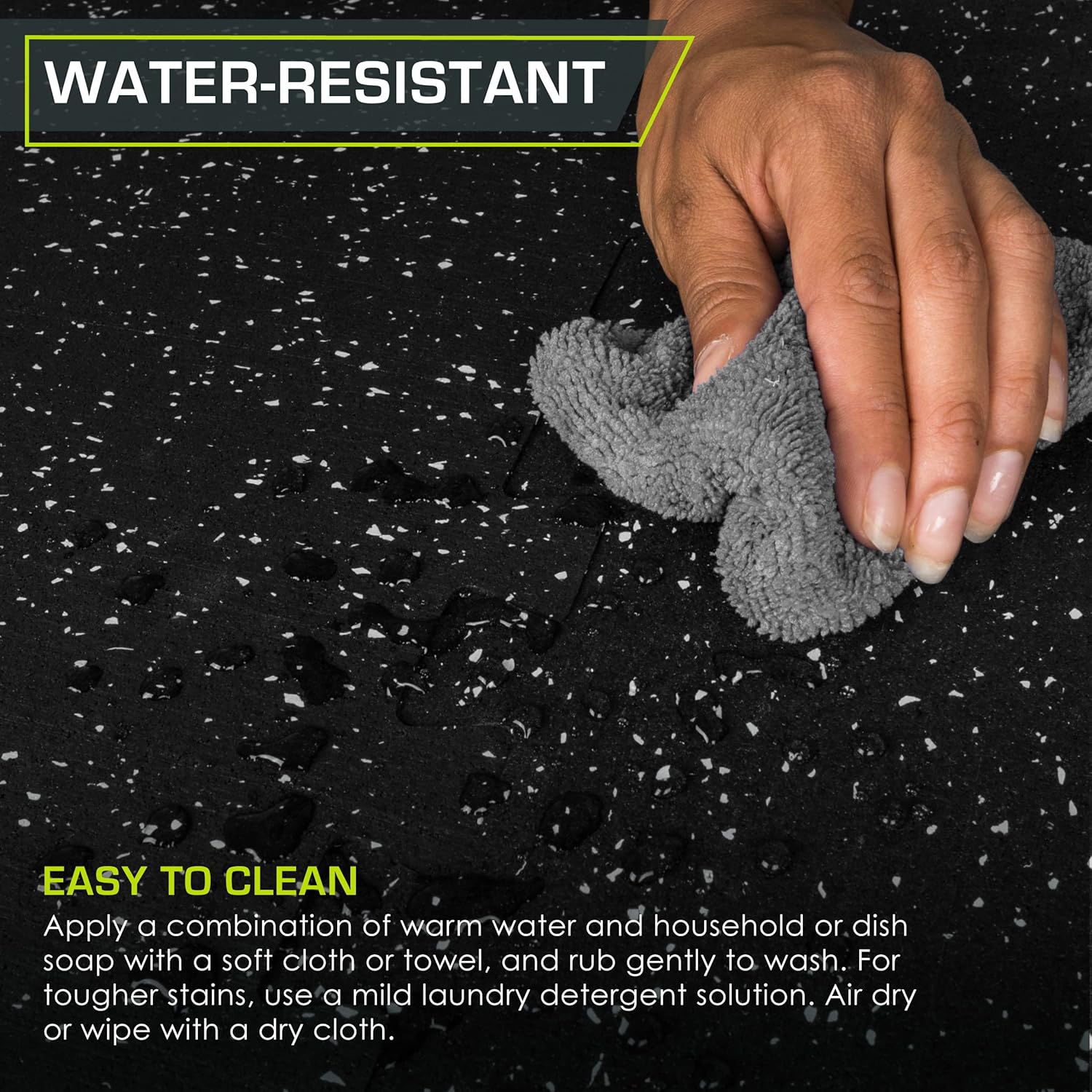 ProsourceFit Rubber Top Exercise Puzzle Mat 3/4-inch, 48 SQFT, 12 Tiles, EVA Foam Interlocking Tiles for Home Gym Protective Flooring for Equipment and Workouts, Grey