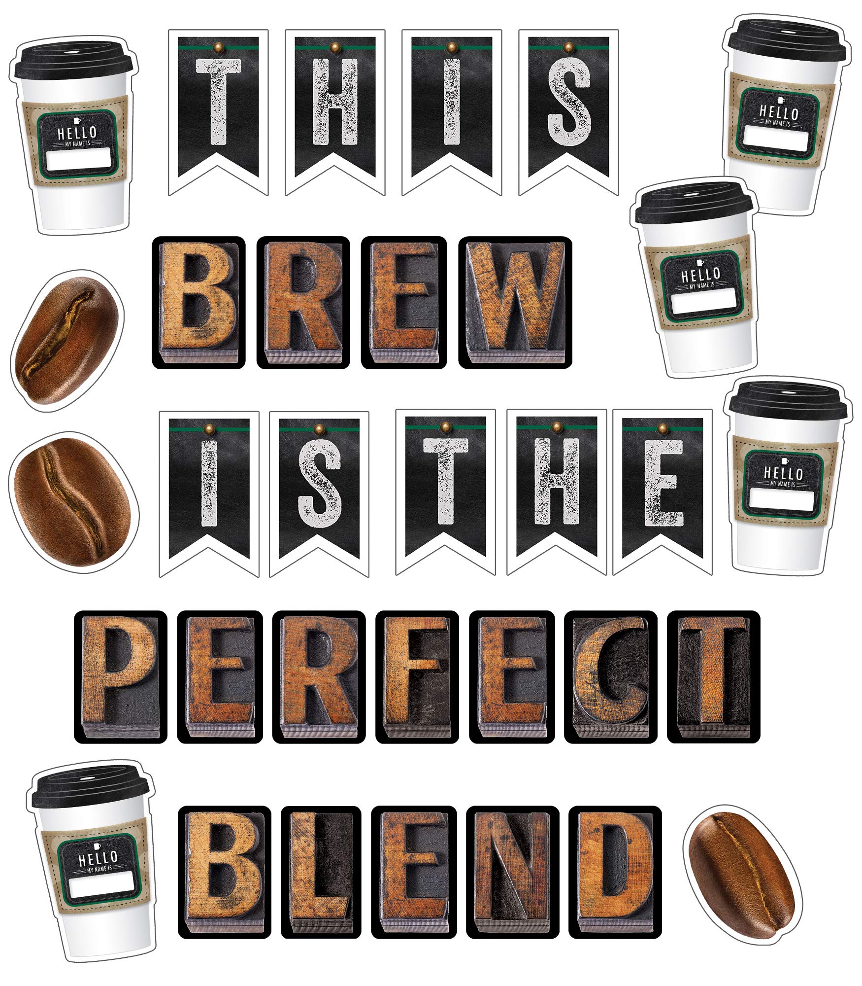 Schoolgirl Style - Industrial Café | This Brew Is the Perfect Blend Bulletin Board, Classroom Décor, 73 Pieces Wall Chart – January 12, 2020