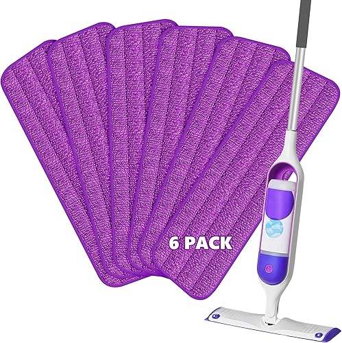 Reusable Mop Refill Pads Compatible with Swiffer PowerMop, Microfiber Power Mop Refills Machine Washable Power Mop Pads Replacement Purple Hardwood
