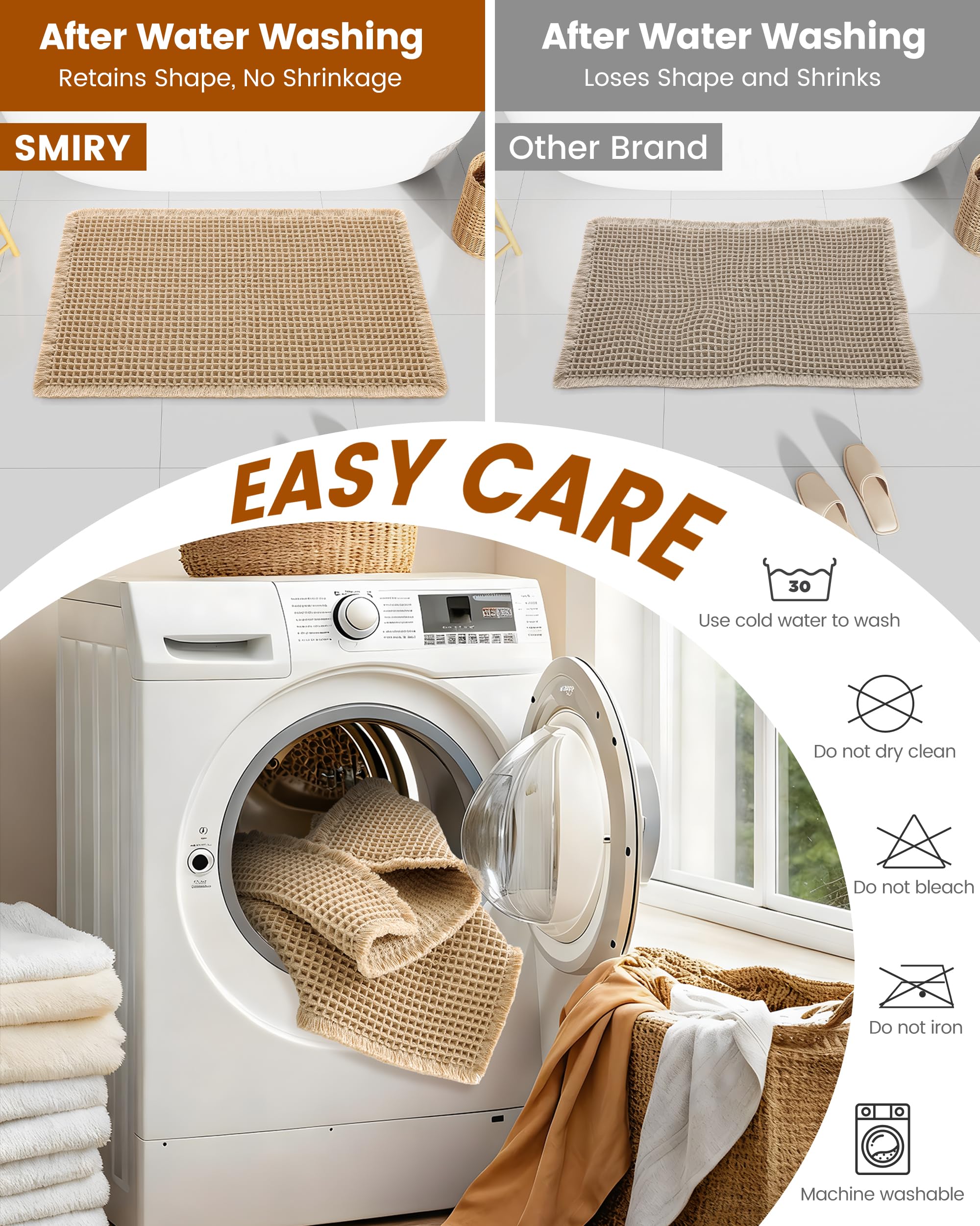Brown Waffle Bath Mat 30X20 U237089