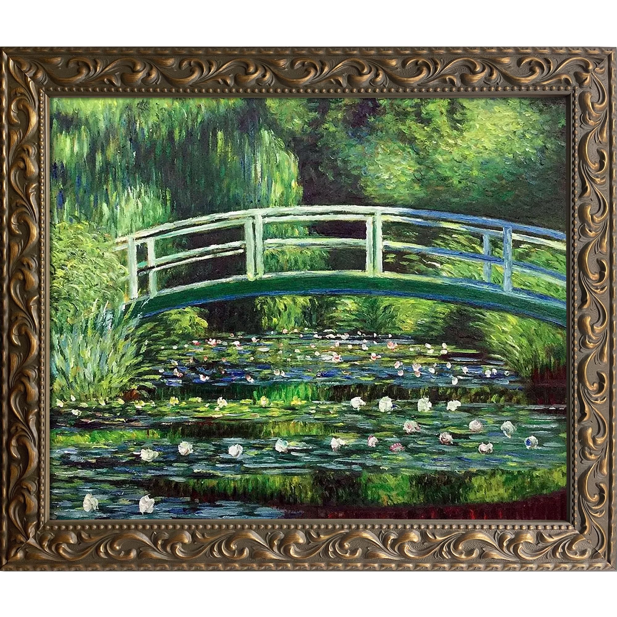 overstockArt Japanese Bridge with Elegant Gold Framed Oil Painting, 25.5