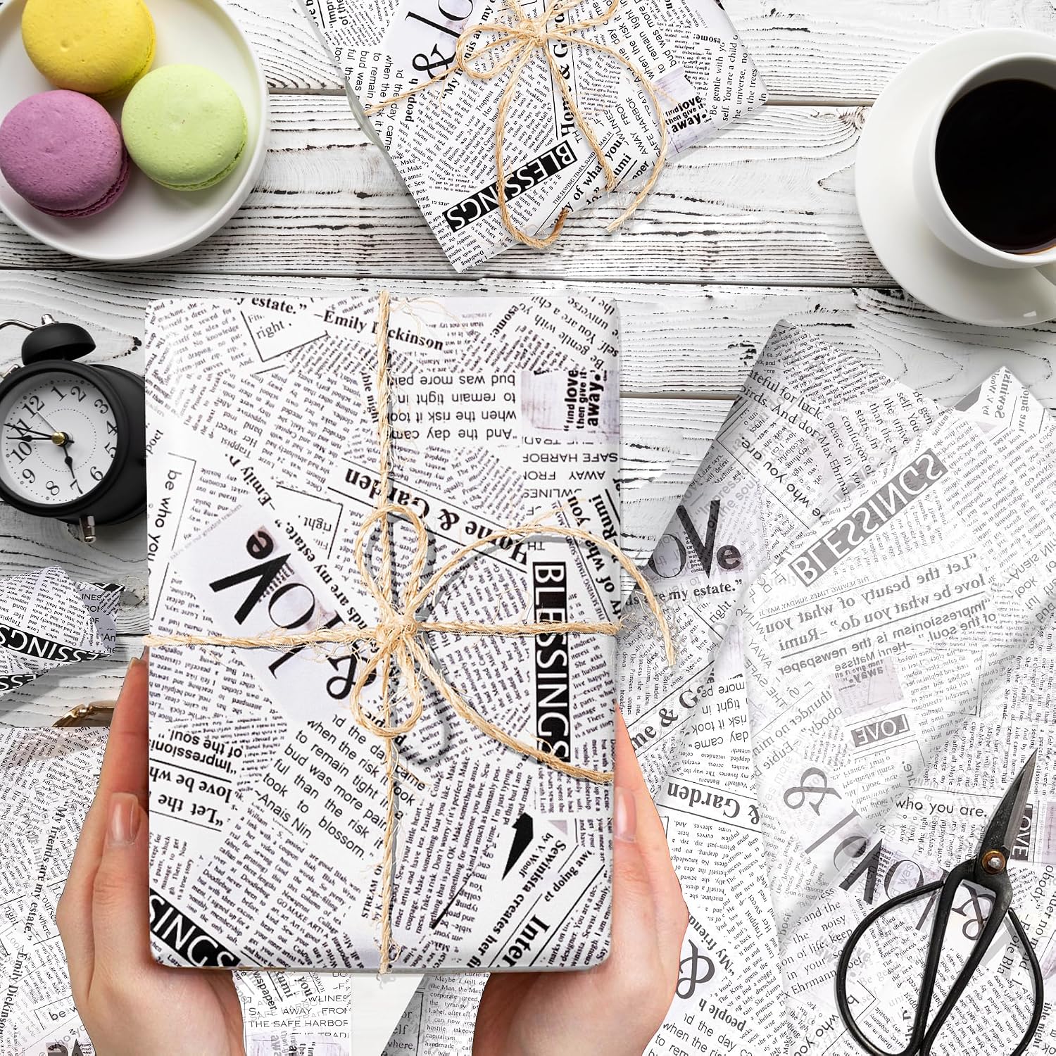 JOINFANXIN 100 Sheets Retro Newspaper Pattern Gifts Wrapping Tissue, Vintage Newspaper Print Gift Wrap Paper, DIY Arts Tissue for Birthday Baby Showe Party Decoration Supplies, 13.8 x 19.7 inches