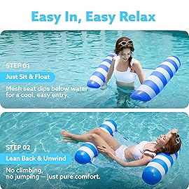 SLOOSH 2 Packs Strip Type Hammock Pool Floats Adults, 4-in-1 Multi-Purpose Inflatable Pool Floats PVC Water Hammock Lounge Floaties (Blue, Retrogreen)