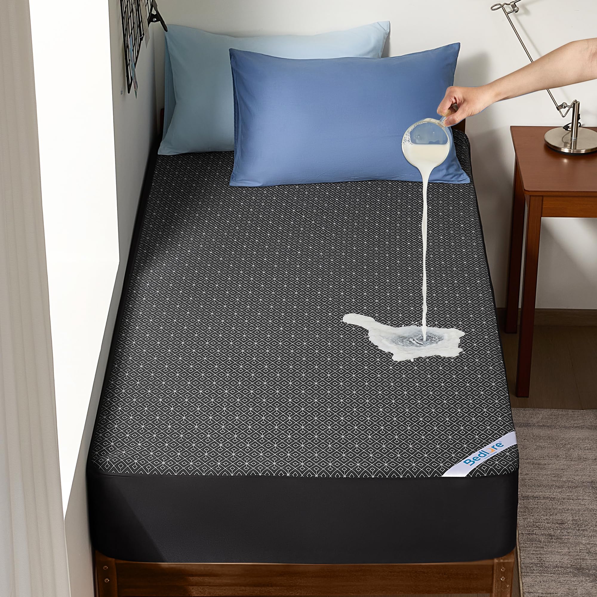 BEDLORE Waterproof Twin XL Mattress Protector, Noiseless Mattress Cover | Stretchable Pockets for 6-15 inches Mattresses, Soft Breathable Bed Pad for Home, Bedroom, Hotel, Machine Washable (Gray)