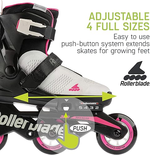 Miniatura 3 de Rollerblade Microblade Free 3WD - Patines en línea ajustables para niños, color gris y rosa