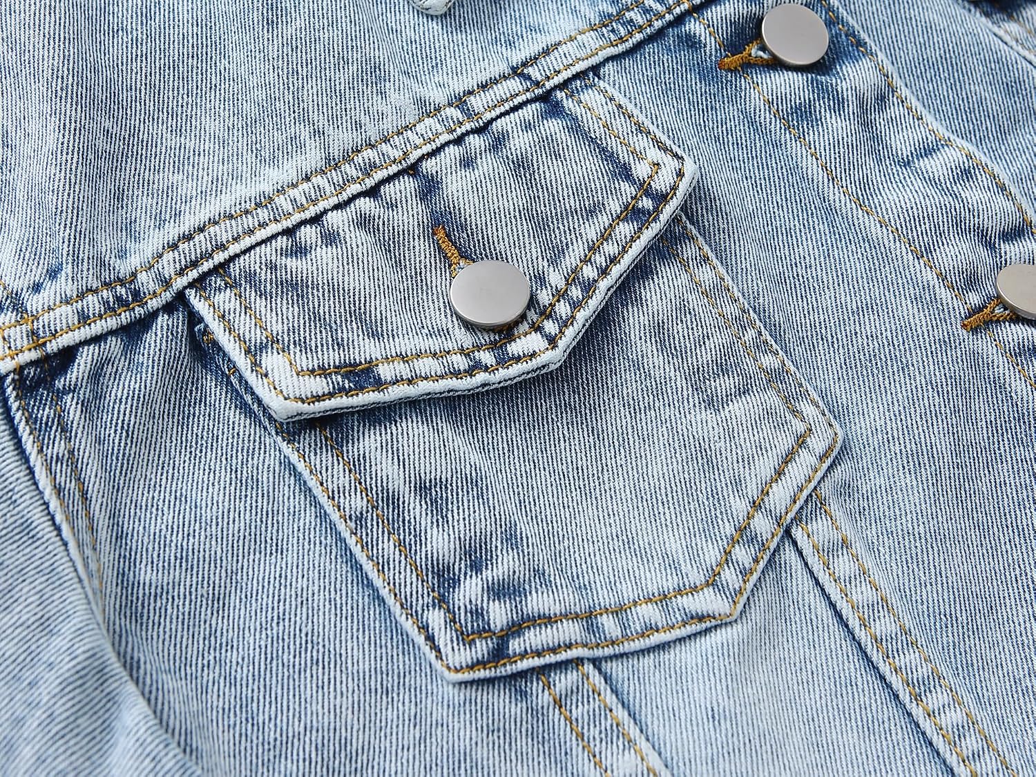 LifeShe Women's Basic Long Sleeve Button Down Distressed Denim Jackets Jean Jacket Coat image 4