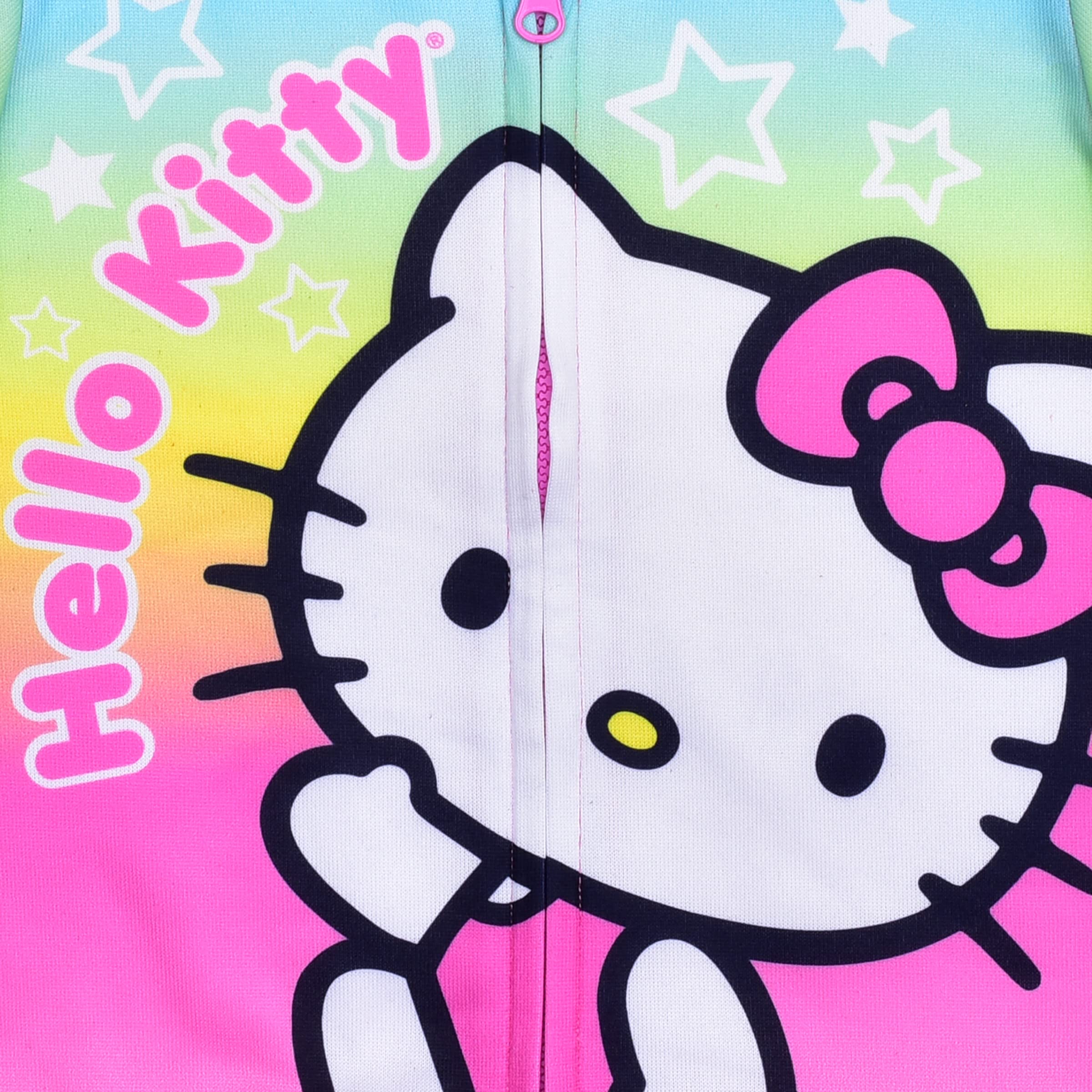 Hello Kitty Sanrio - Felpa con cappuccio con cerniera, per bambine e bambine, colore: bianco, rosso, grigio, rosa, rosa pallido, rosa acceso, arcobaleno