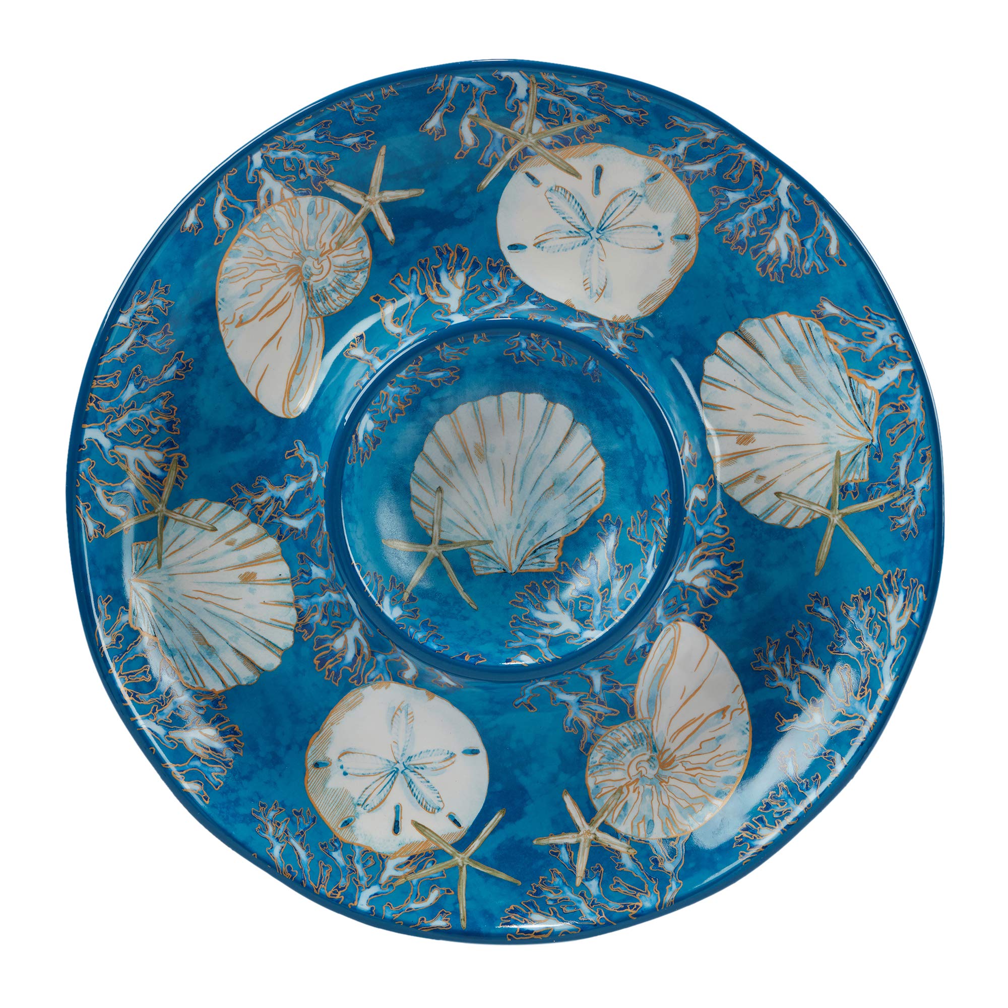 Playa Shells Coastal Ceramic Chip & Dip Platter – 13.5