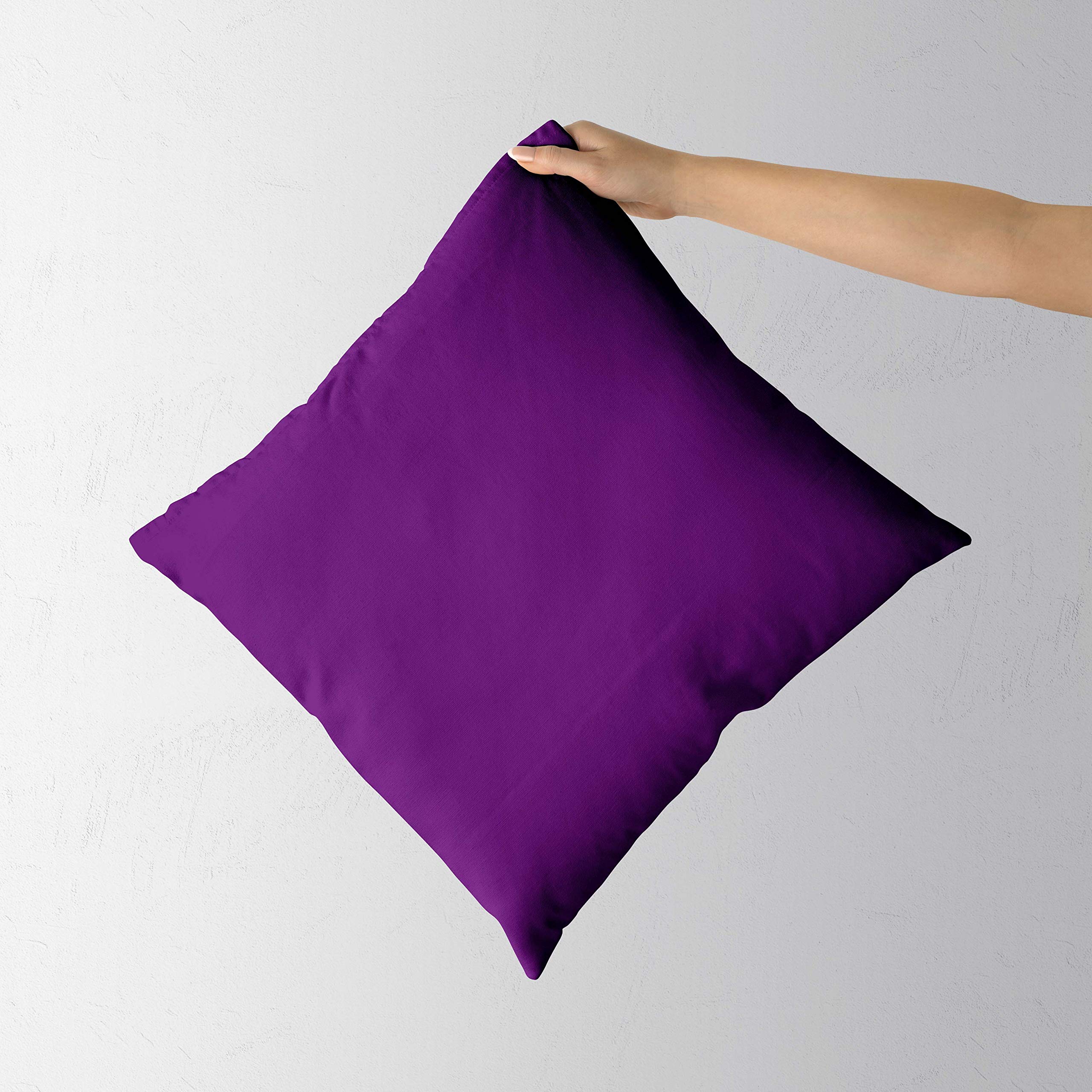 SAFFRON - Set di 2 federe per Cuscino, in Cotone Resistente, sfoderabile, Imbottitura Non Inclusa, Cotone, Viola, 32x32 inch