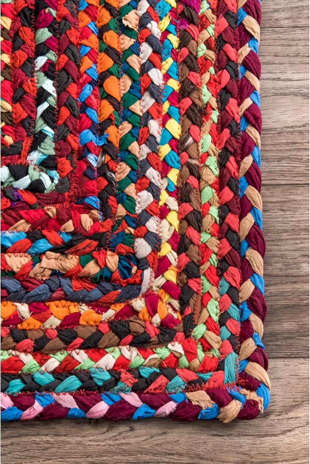 nuLOOM Tammara Bohemian Hand Braided Accent Rug, 3' x 5' Oval, Multi