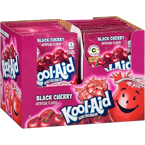 Kool-Aid - Mezcla de bebida en polvo sin azúcar con sabor a cereza negra, sin cafeína, 0.13 onzas (paquete de 96)