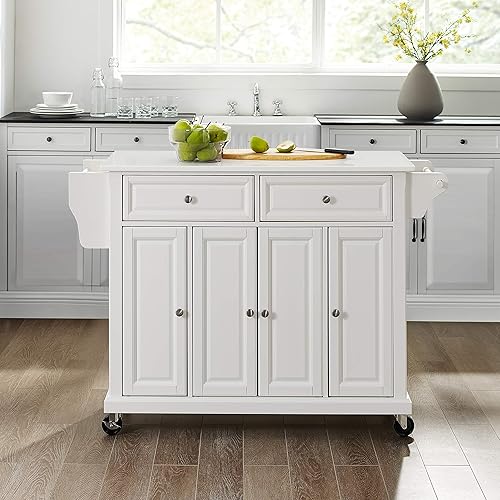 Vista 27 de Crosley Furniture isla de cocina con ruedas, Madera, Blanco