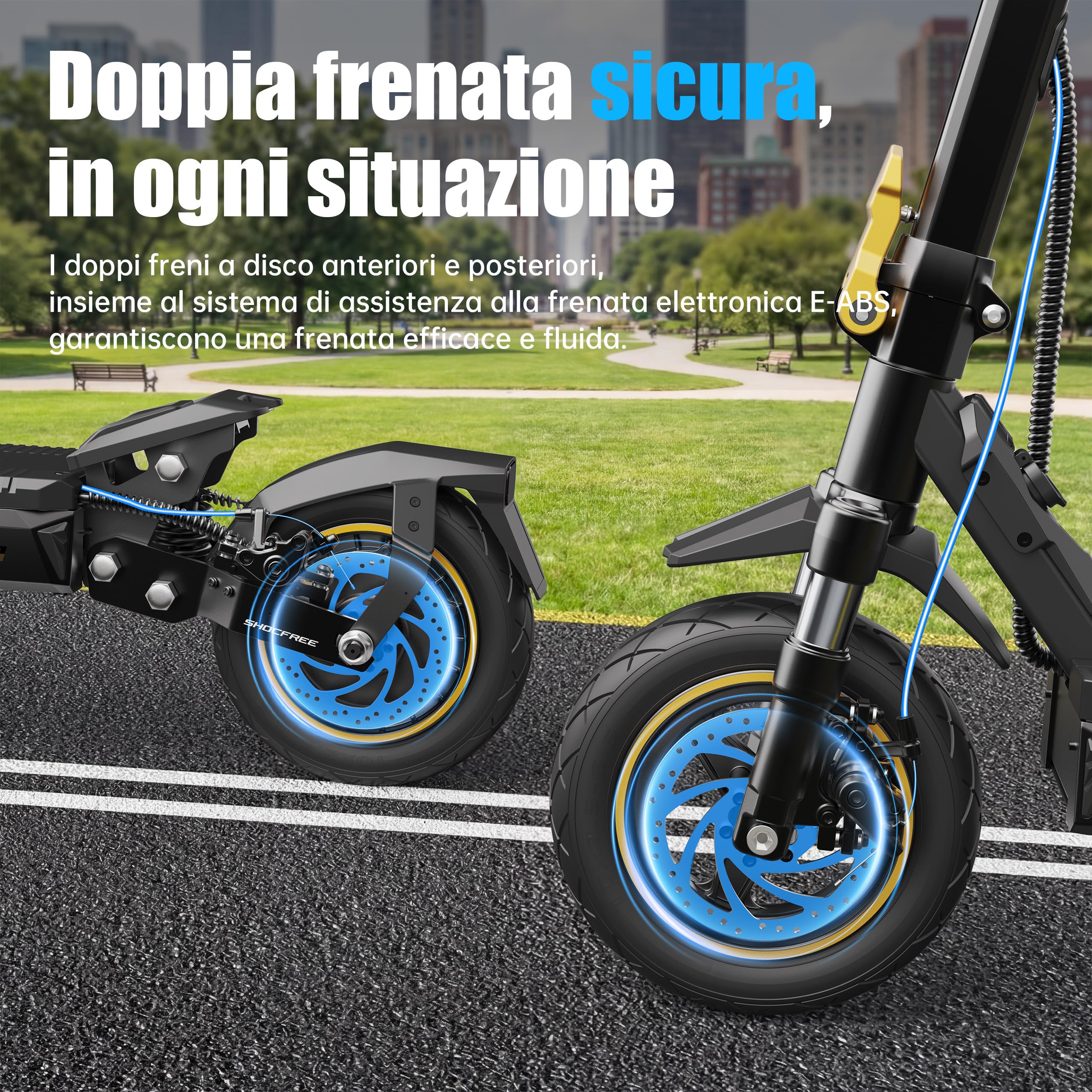 Monopattino Elettrico Ausom K20 Pro per Adulti,Batteria 48V 18Ah, Autonomia 90km, Pneumatici 10" Tubeless, Doppio Disco, Pieghevole, IPX5