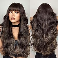 Vista 13 de EMMOR Peluca larga color rosa degradado para mujer, pelucas sintéticas de cabello rizado natural con raíz oscura y explosión, uso diario