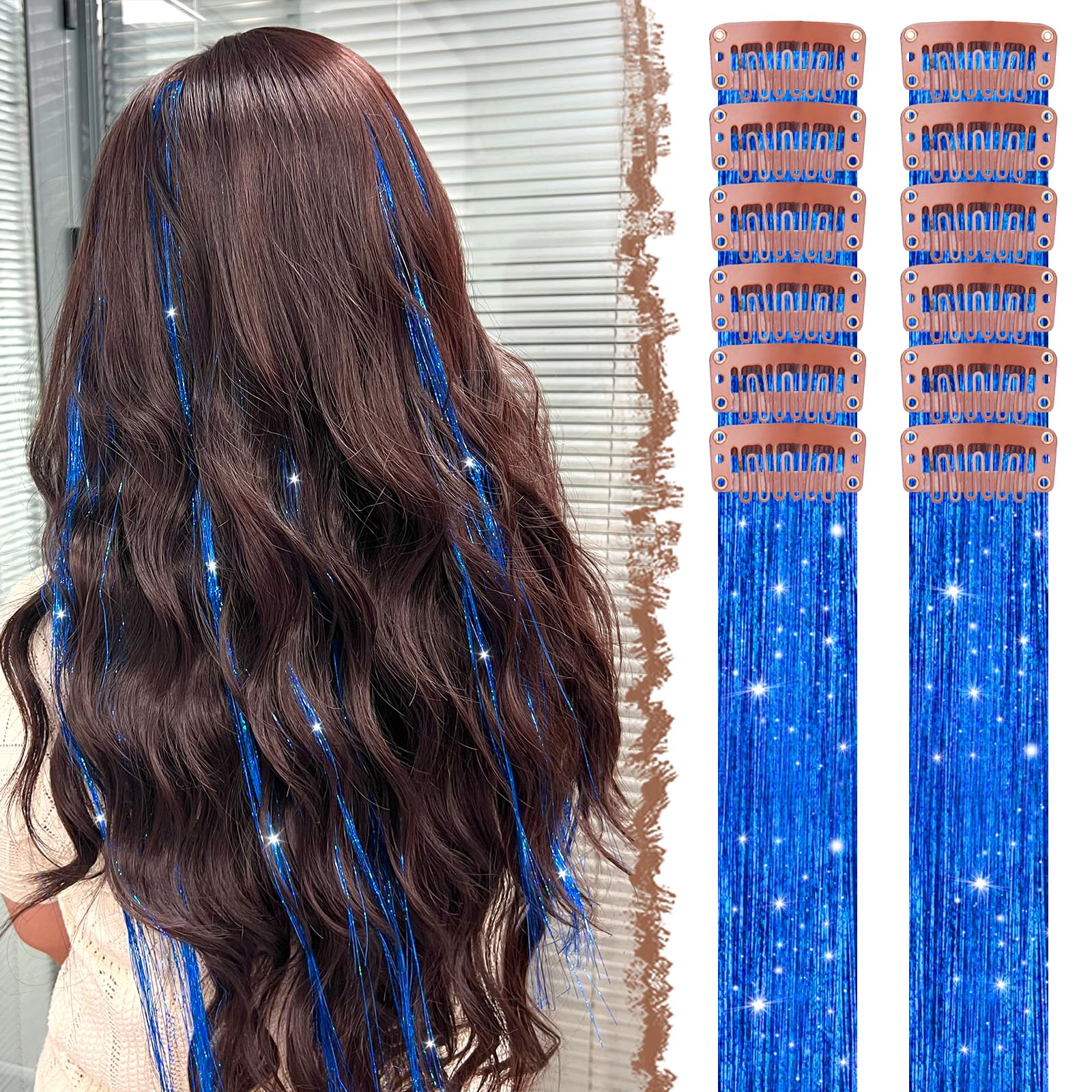 44 Pezzi Kit Tinsel Per Capelli – Extension Glitterate 53 E 120 Cm, 34 Colori Con Strumenti (Uncinetto, Pinze, Anelli) Per Festa E Cosplay