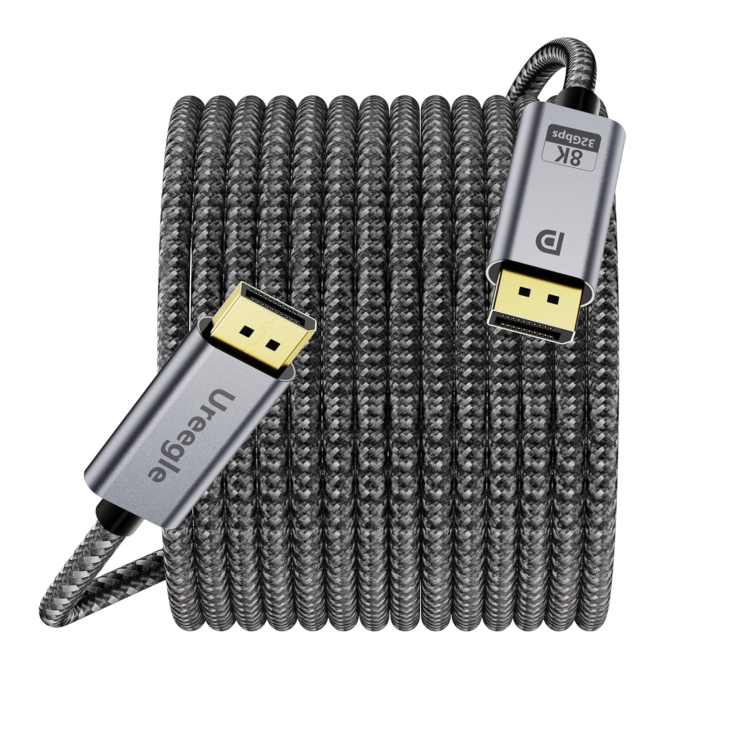 8K DisplayPort Cable 1.4, Display Port Cable 12ft, 8K@60Hz, 4K@144Hz, 2K@240Hz, 32.4Gbps High-Speed DP to DP Cord for Gaming Monitor, Graphics Card, PC, Laptop RTX 4080/4090, RX 6800/6900