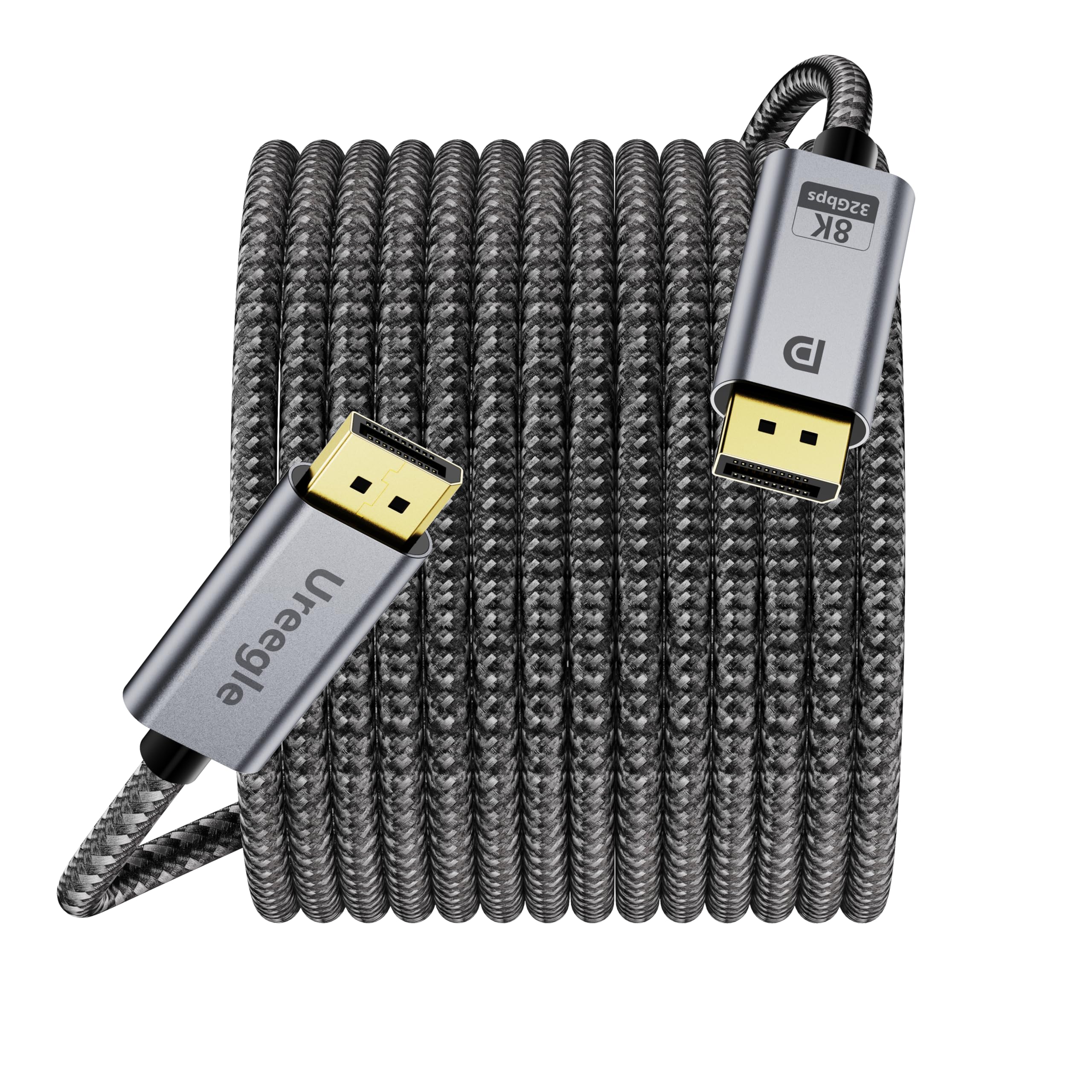 8K DisplayPort Cable 1.4, Display Port Cable 12ft, 8K@60Hz, 4K@144Hz, 2K@240Hz, 32.4Gbps High-Speed DP to DP Cord for Gaming Monitor, Graphics Card, PC, Laptop RTX 4080/4090, RX 6800/6900