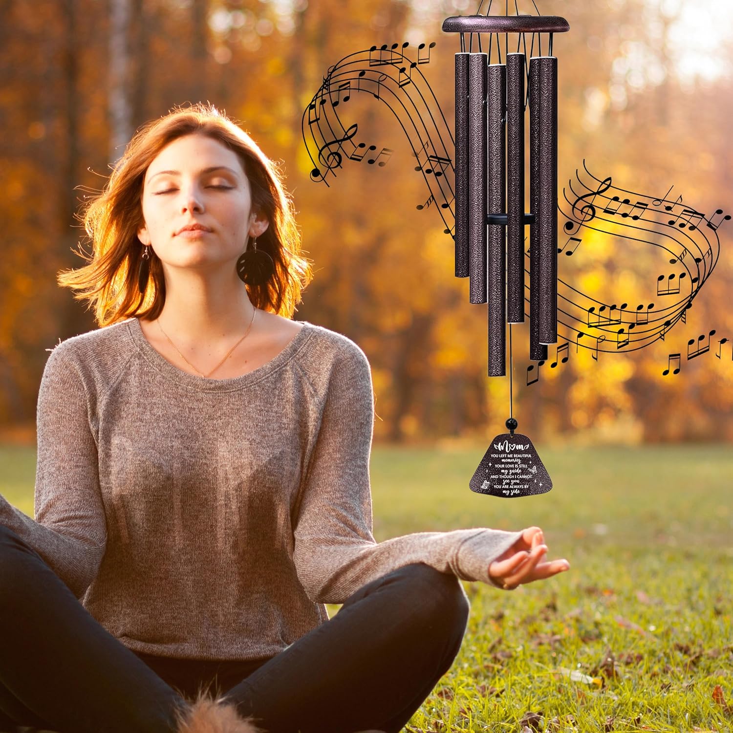 ZANIION Sympathy Memorial Gifts for Loss of Mom Wind Chimes 32", Bereavement Gift for Loss of Mother, Windchimes in Memory of Mom Present, Condolence/Remembrance Present for Her/Him Wind Bell 32" - Image 5