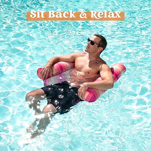 Vista 5 de Sloosh Paquete de 3 flotadores inflables 4 en 1 para piscina, hamacas de agua, accesorios multiusos para piscina